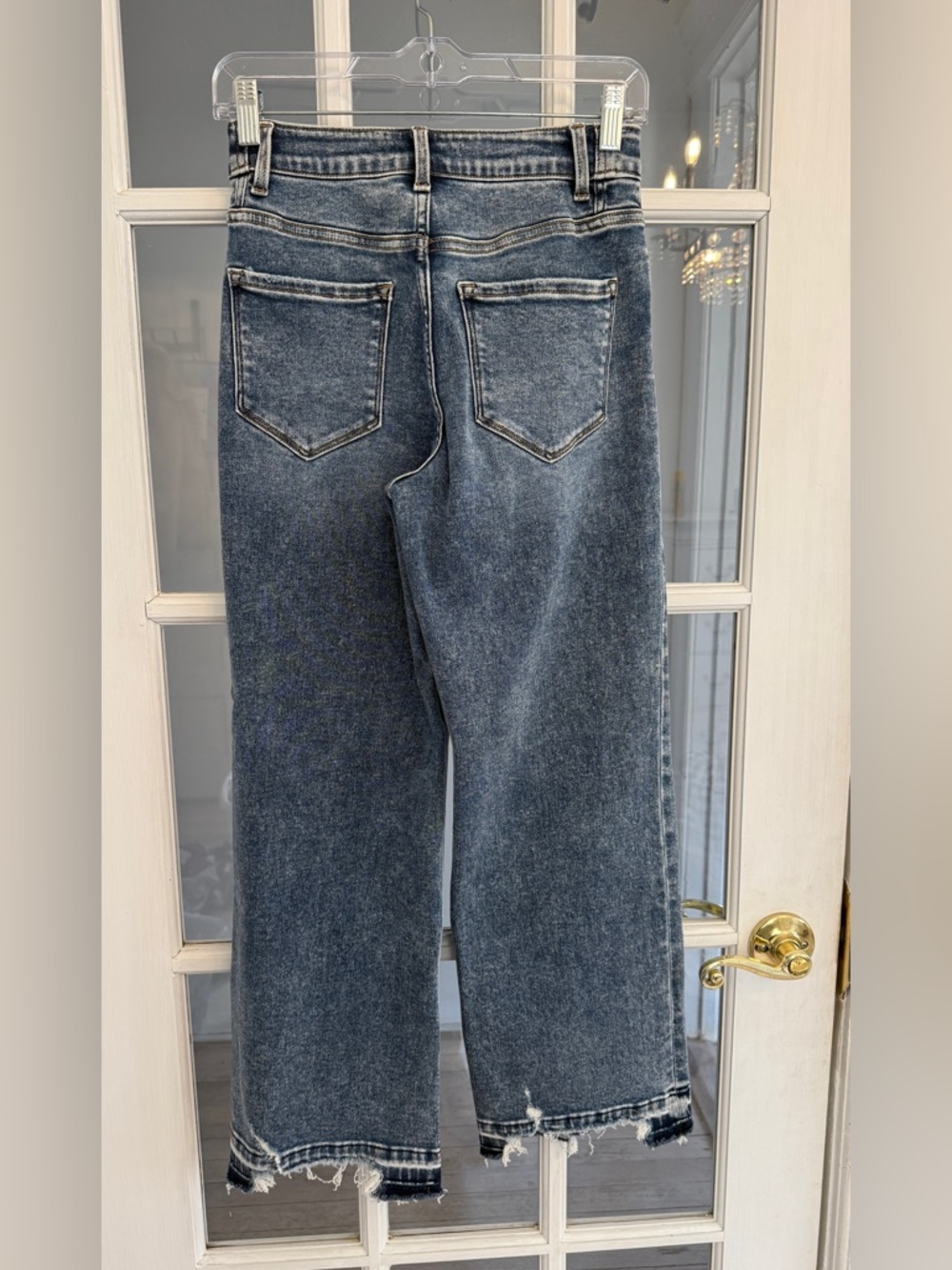 FLYING MONKEY Women’s Super High Rise Uneven Raw Hem Crop Wide Jeans Size 24 - Picture 2 of 5